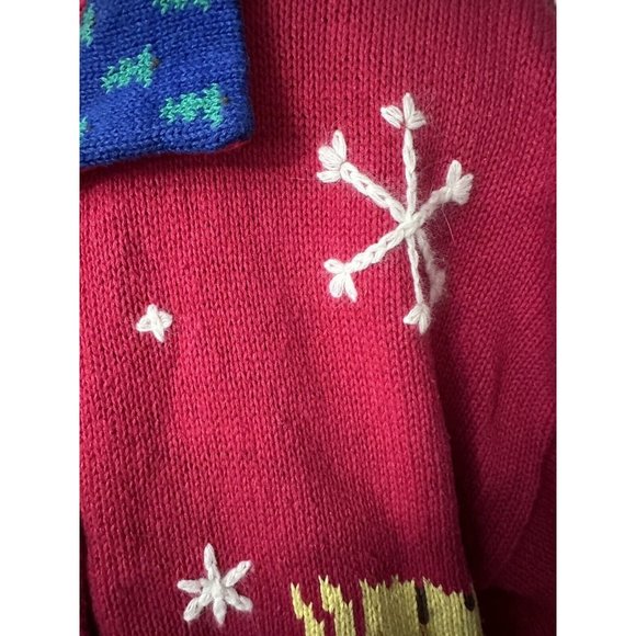 Vtg Design Options Philip Jane Gordon Sweater Snowman Patchwork Collar Button - Picture 8 of 11